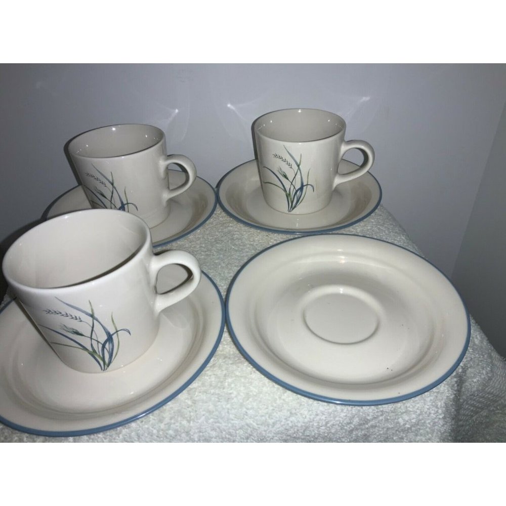 set of 3 Cups & 4 Saucers  - Corelle “Coastal Breeze”